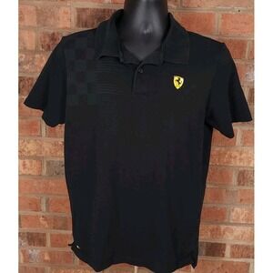 FERRARI Official Licensed Polo Shirt Black Size Medium Short Sleeve Mens